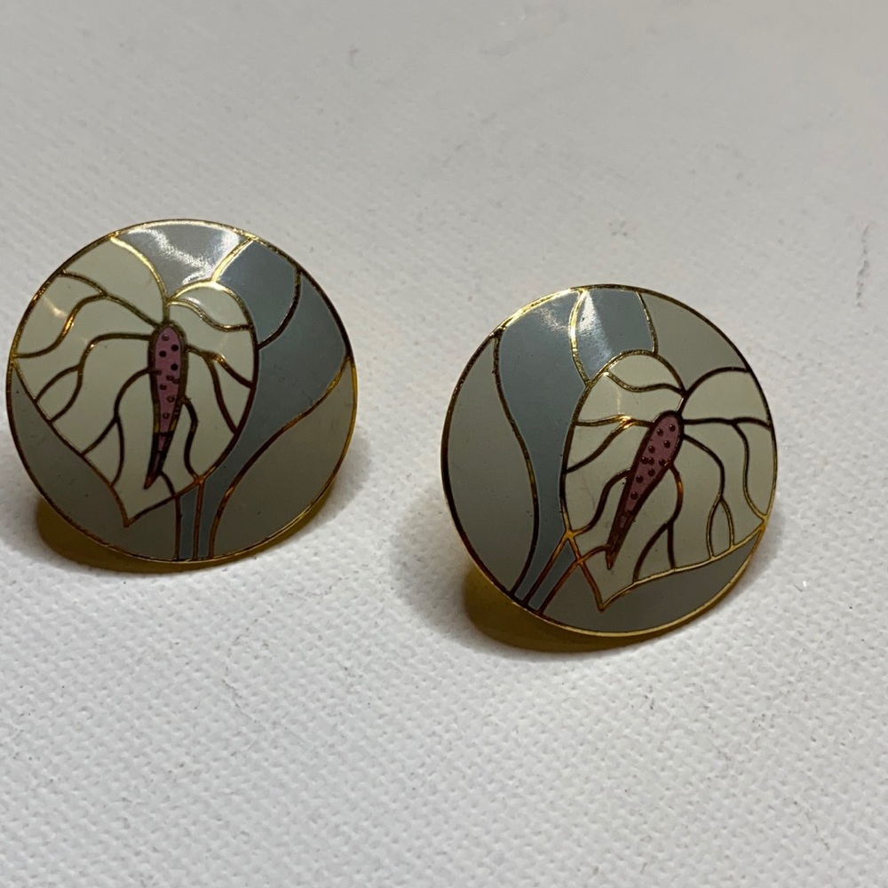 Laurel Burch enamel flower earrings